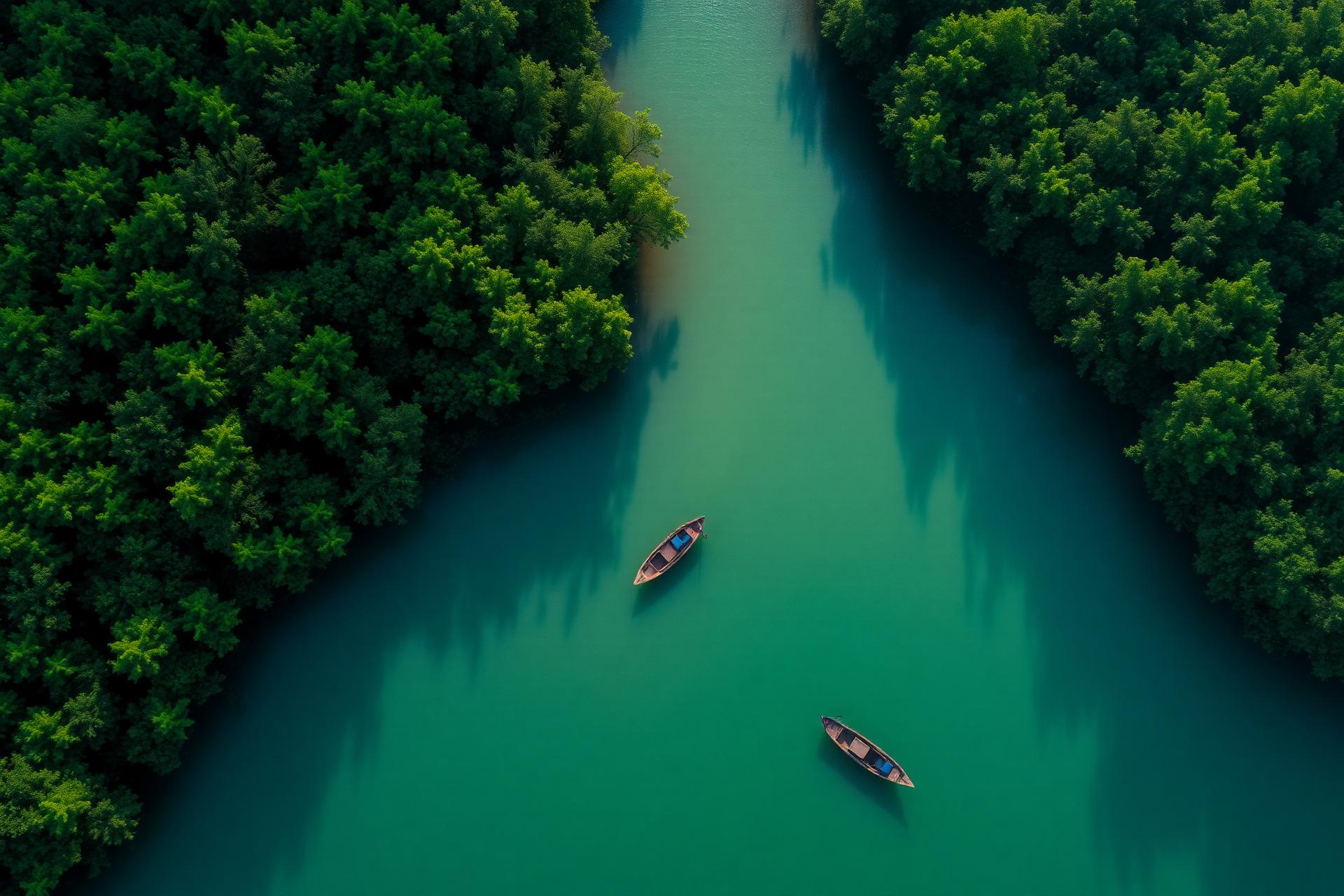 Hutan mangrove pesisir Riau dari udara